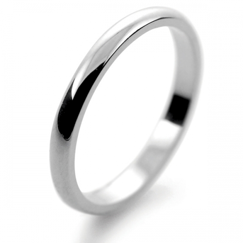 D Shape Medium -  2.5mm White Gold Wedding Ring